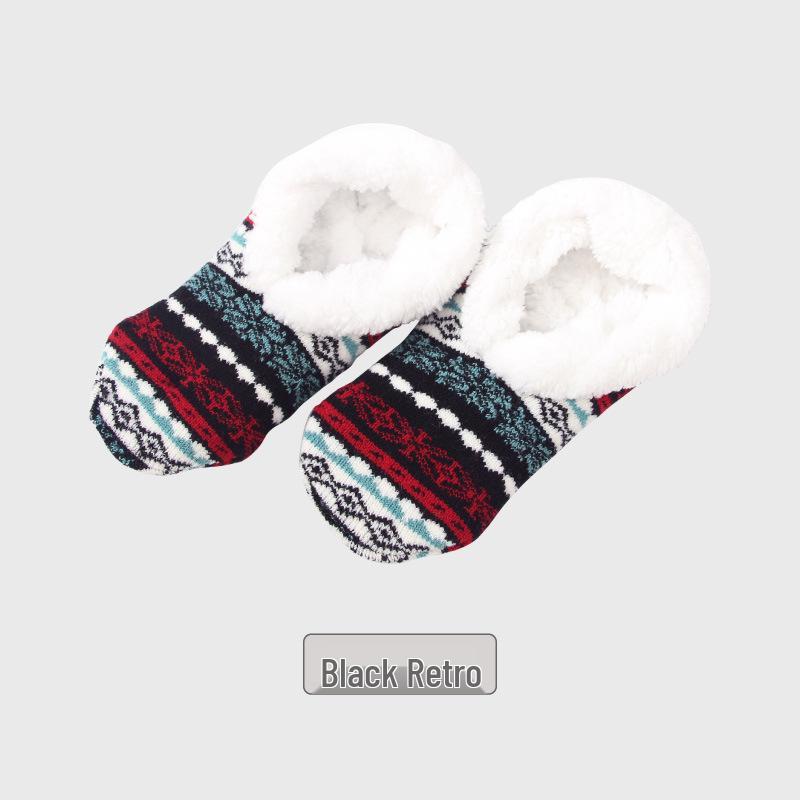 American Style Lambswool Non-Slip Indoor Slipper Socks for Adults - Winter Velvet Floor Socks