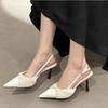 Fashion Pointed Toe Shallow Mouth High-heeled Women Sandals Summer Elegant Buckle Decorated Stiletto Women Shoes Slingback Femme