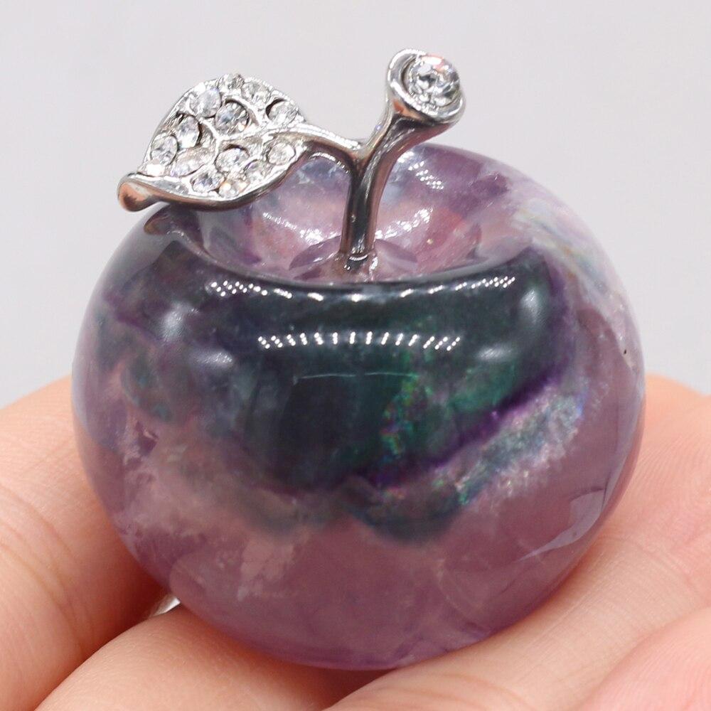 

Натуральный камень украшения в форме яблока искусственное растение поддельный орнамент для дома сад офис стол автомобиль Fluorite/35x40mm