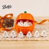 Halloween Pumpkin Box with 20 Mini Ghosts, Storage for Candy & 3D Printed Treat, Container Lid Trick or Treat Holiday Party Festive Decorations