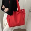 Bag women's new solid color large-capacity canvas shoulder bag simple commuter student tote bag shopping bag tide