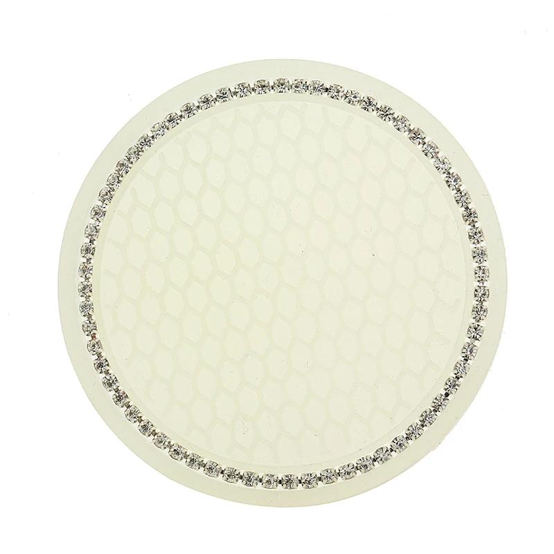 

Bling Rhinestone Car Coaster Cup Holder Non-Slip Insert Coasters Mats with Fluorescent Light for Women Girls Auto Interior Decor