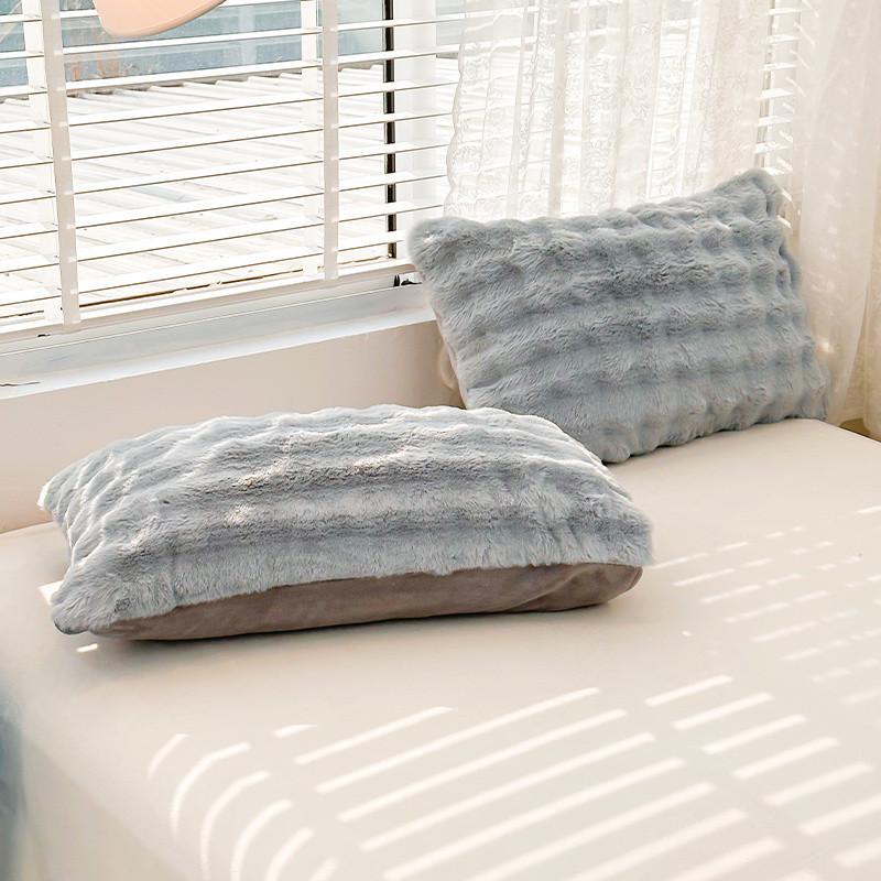 

2 Pcs Rabbit Plush Pillowcase 48x74cm Cozy Plush Soft Warm Fluffy Fur Pillow Cover Home Bedroom Decor Faux Fur Pillow Case 48x74cm