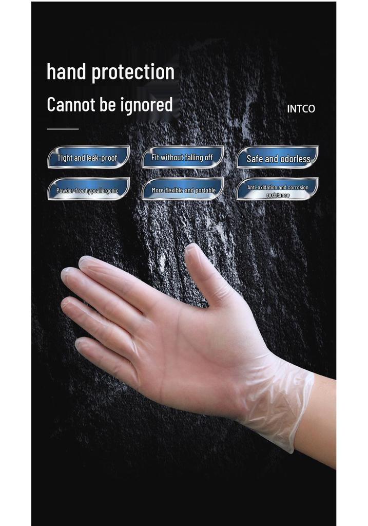 Yingke Food Grade PVC Gloves - Disposable, Thickened, Nitrile, Oil Resistant, Ideal for Baking and Kitchen Use.
