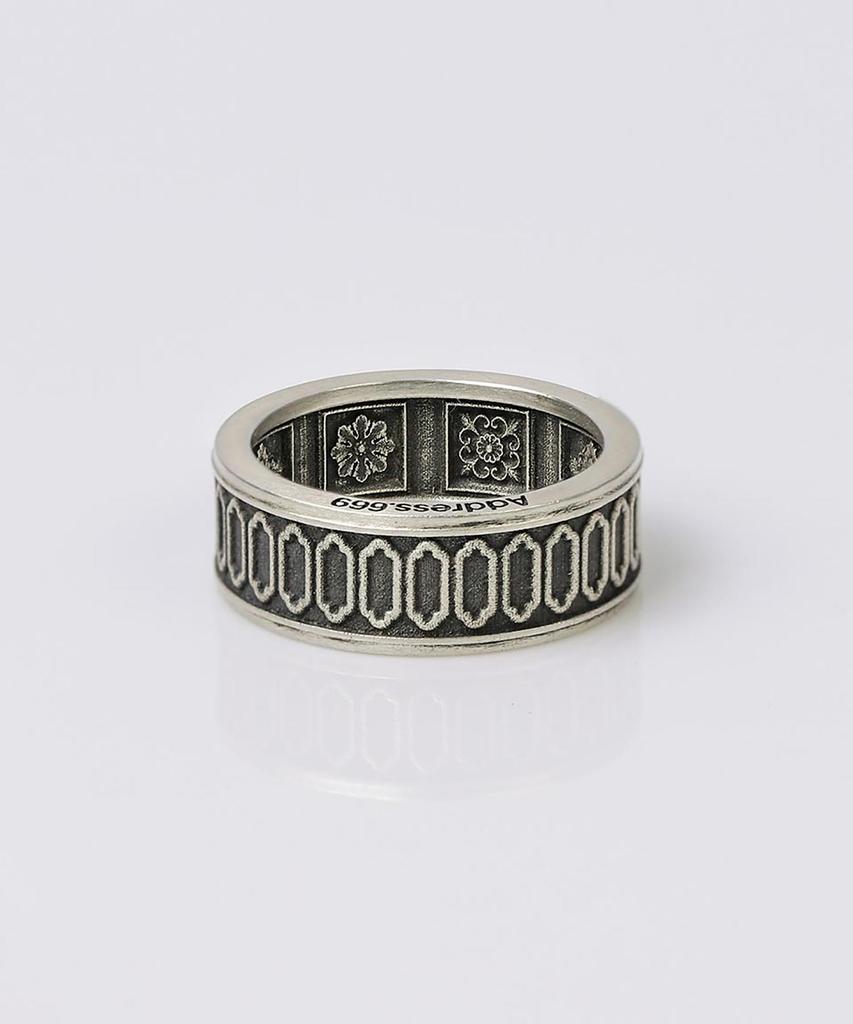 Address669 Interior Pattern Silver Ring #8