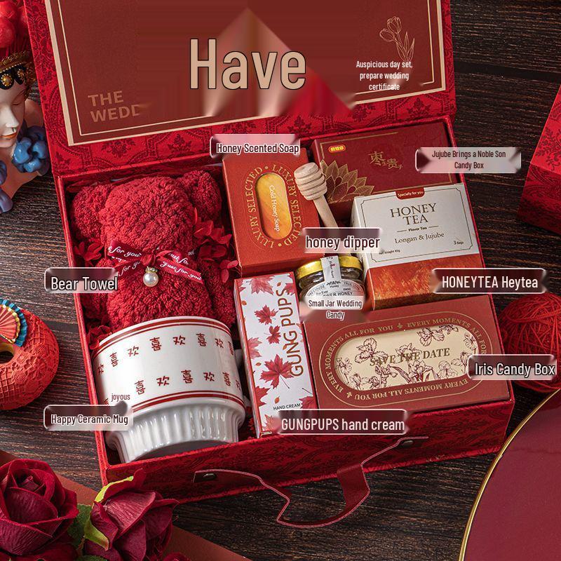 Freudiges Hochzeitsgastgeschenk-Set: Elegante Handtaschen-Geschenkbox für Brautjungfern und weibliche Gäste