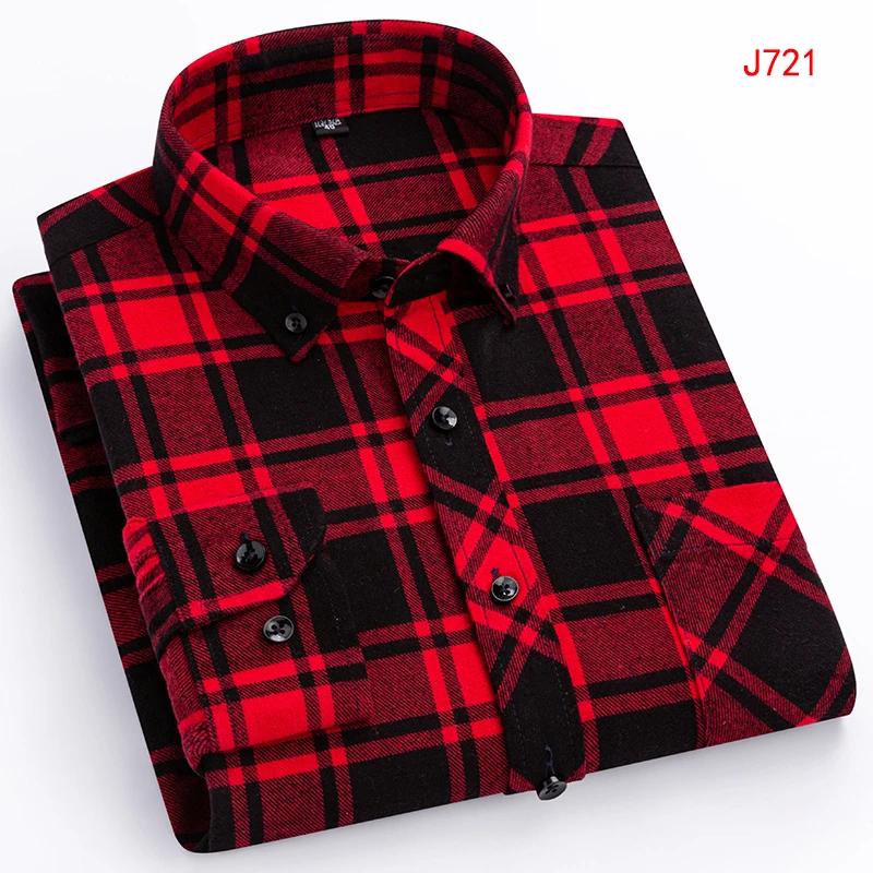 New Autumn Winter Fashion Men Casual Flannel Plaid Long Sleeve Shirts S-8XL Regular Fit Pocket Businessman Dress Shirts Daily