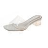 High-heeled Transparent Sandals Women's Summer 2025 New Fashion Medium-heeled Thick-heeled Slippers