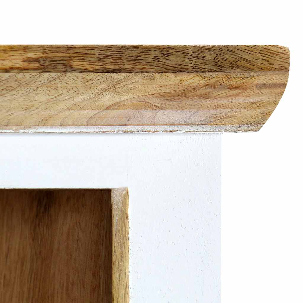 Highboard White and Brown 40x30x128 Cm Solid Mango Wood