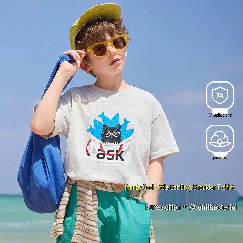 ASK JUNIOR 7A Anti-bacterial Youth Printed Short Sleeve T-Shirt 160