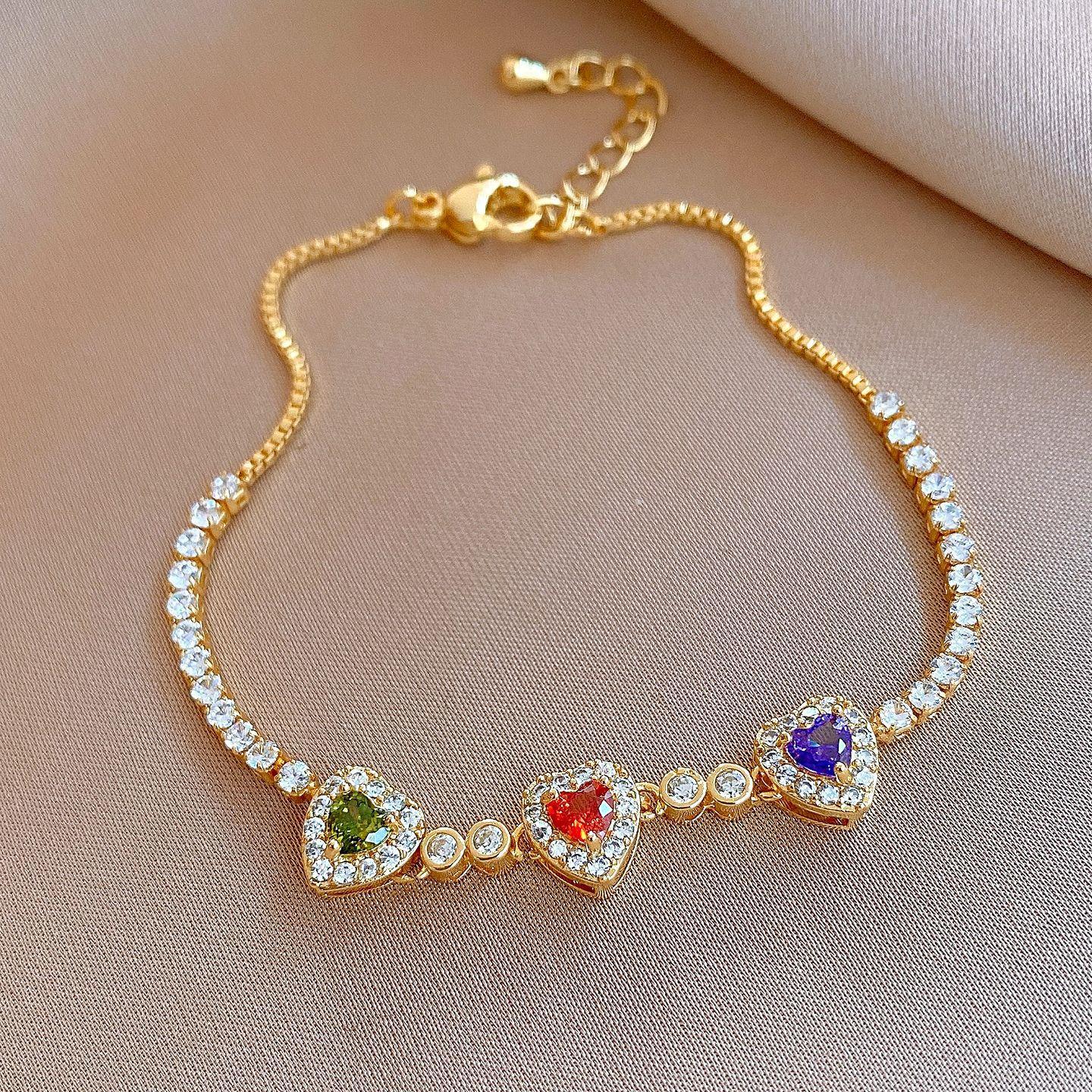 18k electroplated super flash zircon love bracelet light luxury bracelet personalized versatile jewelry women