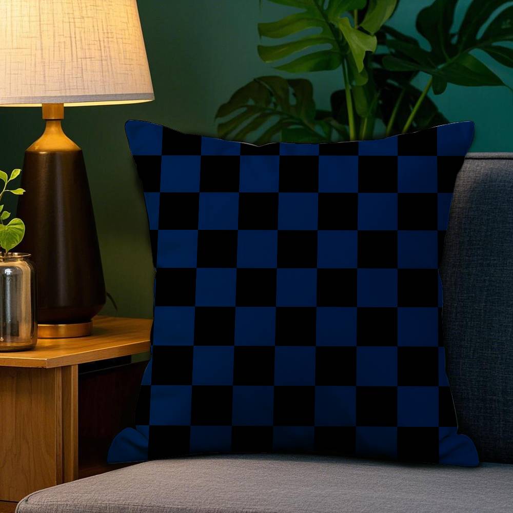 Black White Checkerboard Pillow Case Plush Fabric Soft Double Sided Print Sofa Cushion Cover Throw Pillow Covers