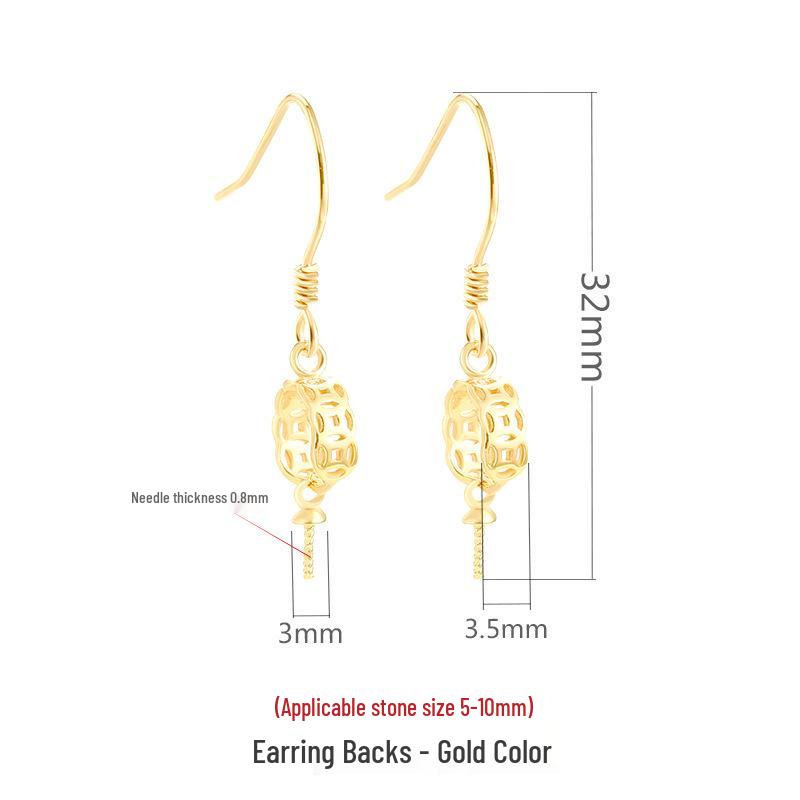 

Chinese Style Amber Hetian Jade Stud Earrings with 925 Sterling Silver Pearl Empty Setting 925 Silver золотий