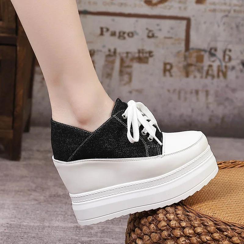 Fashion 11cmNew Style Casual Shoes For Women Ladies Platform Shoes White Shoes Comfortable Sneakers Increase Height By