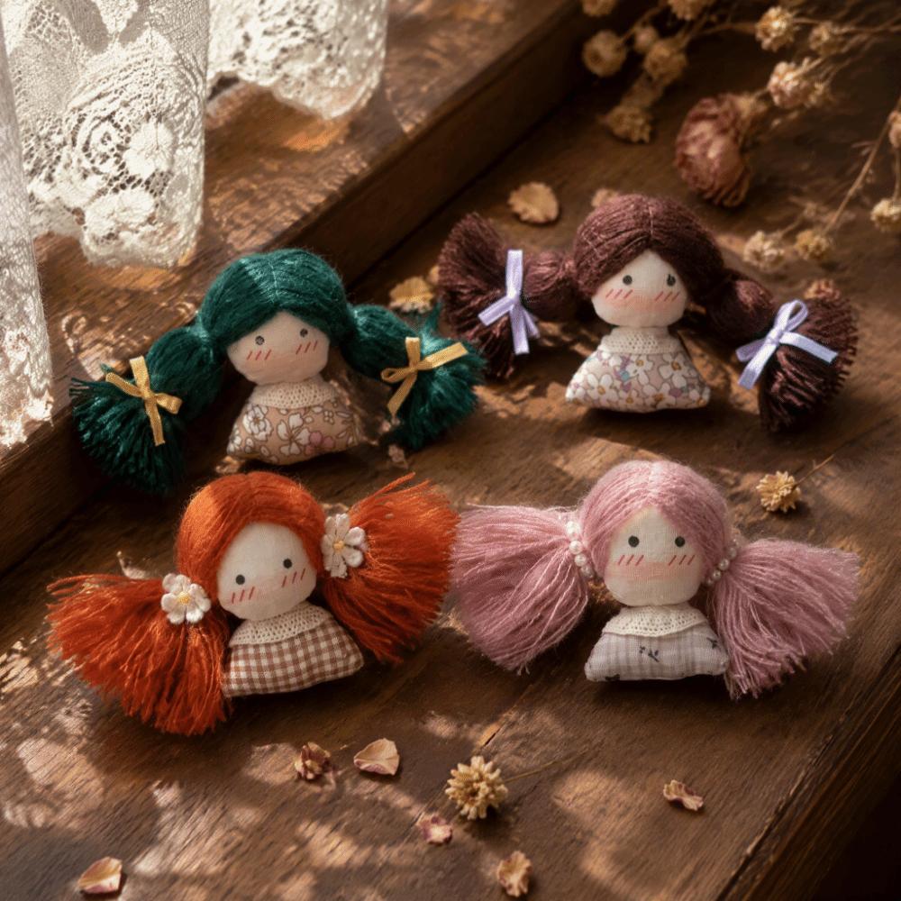 Handmade Braid Girl Doll Fabric Cotton Filled Mini Cartoon Doll Clothing Decoration