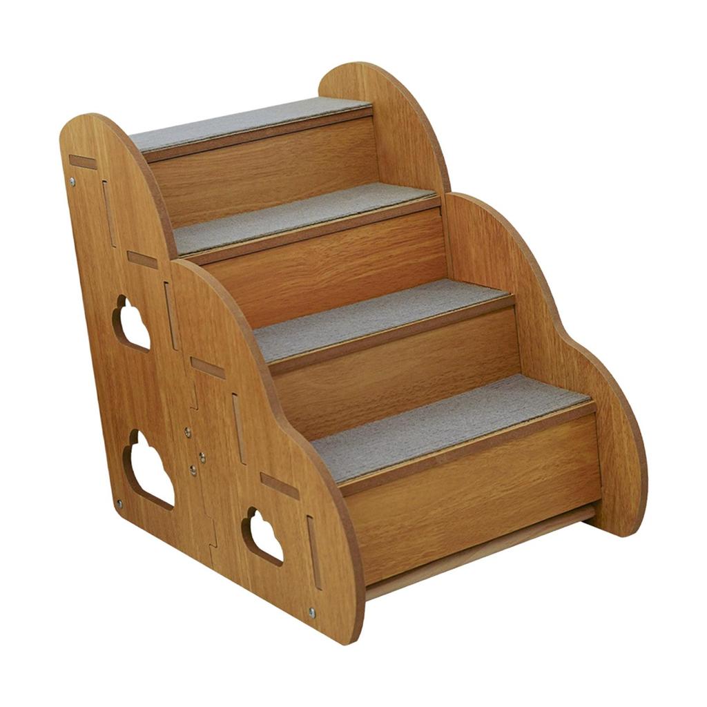 Dog Stairs with 4 Step Anti Slip for Puppies, Kittens, 45x30x40cm Gentle Climbing Aid Wood Ramp