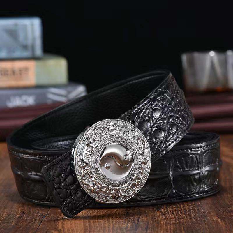 Men's Leather Belt Genuine Leather Belt Personality Faucet Alloy Smooth Buckle Belt Youth Casual Belt