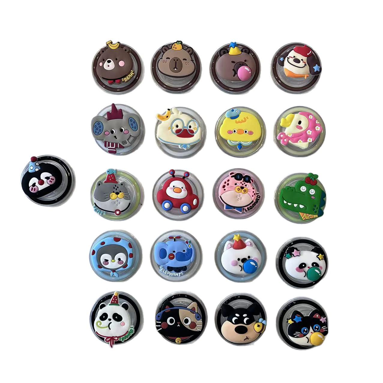 Korean Cartoon Bear & Puppy Magnetic Phone Holder with Retractable Airbag and Bubble Blowing Feature Design 13