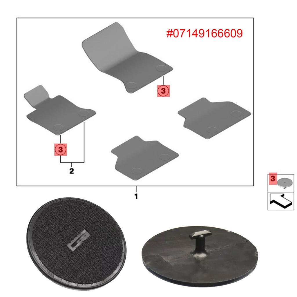 Floor Mat Carpet Hook Loop Holder Mounting Pad T Shape Fastener Clips Fixings for BMW E83 F20 F30 F10 F11 MINI 07149166609