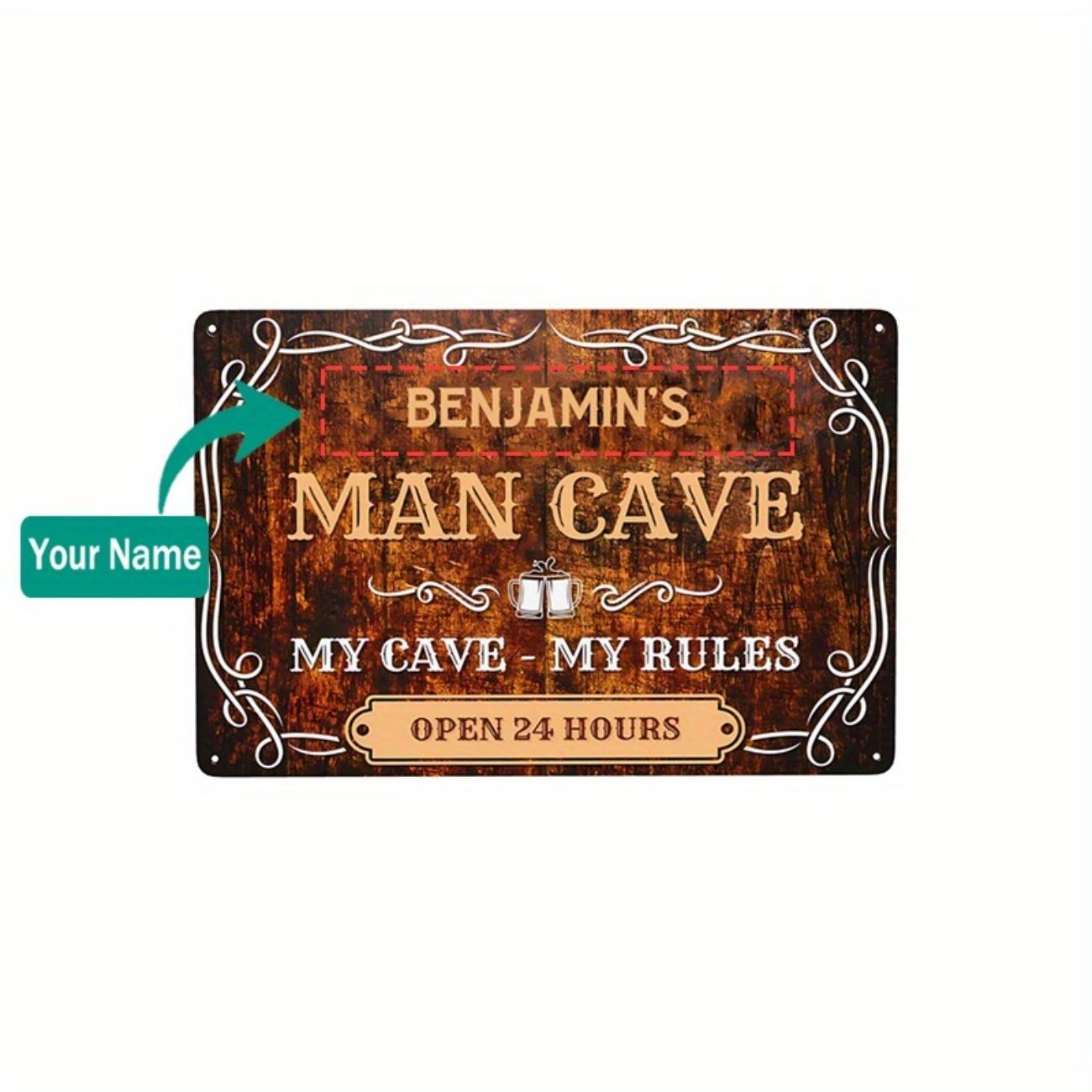 

Personalized Man Cave Custom Name Sign Heavy Duty Iron Wall Art Decor білий
