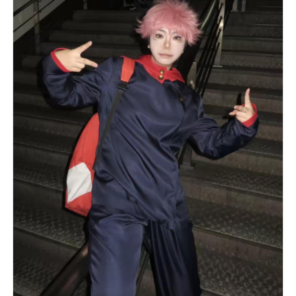 Anime Tokyo Itadori Yuji Cosplay Costume with Hooded Pants For Halloween Outfit School Carnival Uniform