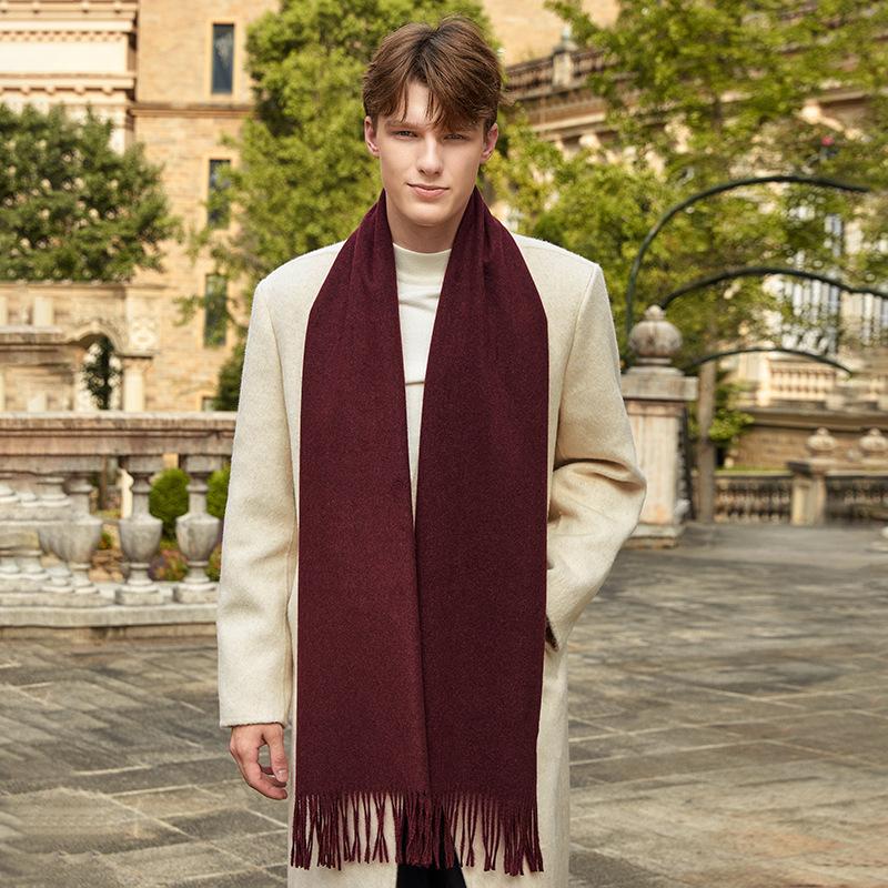 Men's Solid Color Scarf Autumn and Winter New Versatile Wool Scarf Korean Atmosphere Cashmere Scarf Women's Winter Warmth