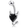 Women's Devil Heart Belly Ring, Minimalist Trendy Stainless Steel Navel Ring, Stylish Body Piercing Jewelry