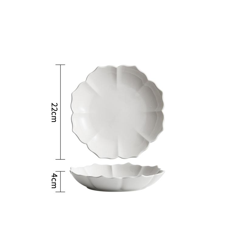 

Чисто-белая керамическая глубокая тарелка в форме лепестка, высокая красота, салатная тарелка, десертная тарелка, тарелки для пасты, специальная молекулярная посуда
