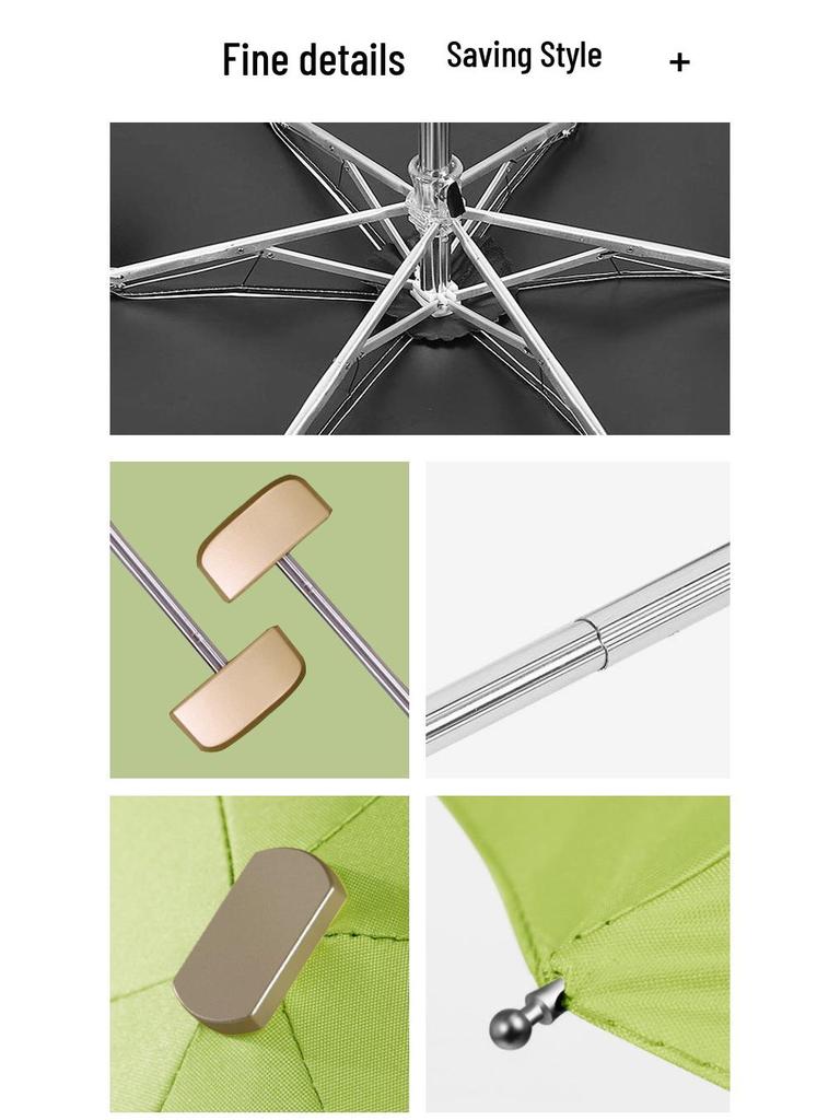 Mini Black UV-Blocking Pocket Umbrella: Sun & Rain Protection, Super Lightweight Parasol