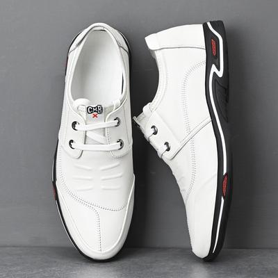 Spring New Men's Shoes Breathable Inner Height Increase White Shoes Men's Casual White Leather Shoes Board Shoes Men's