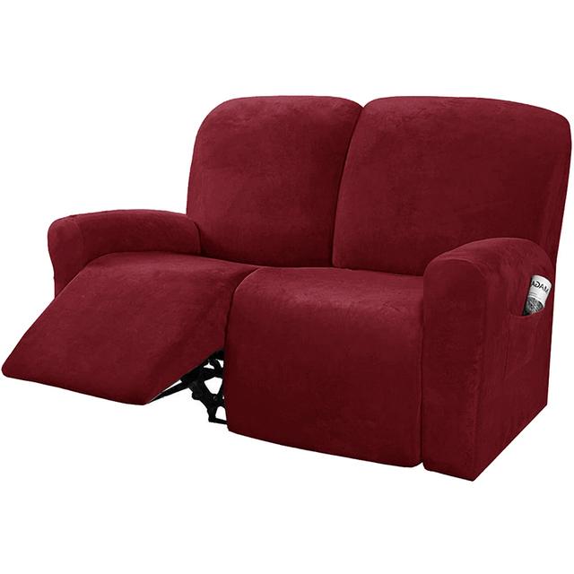 Velvet Recliner Sofa Cover Plush Solid Color Machine Washable Lazy Boy Sofa Slipcover Living Room Elastic Arm Sofa Cover For Furniture