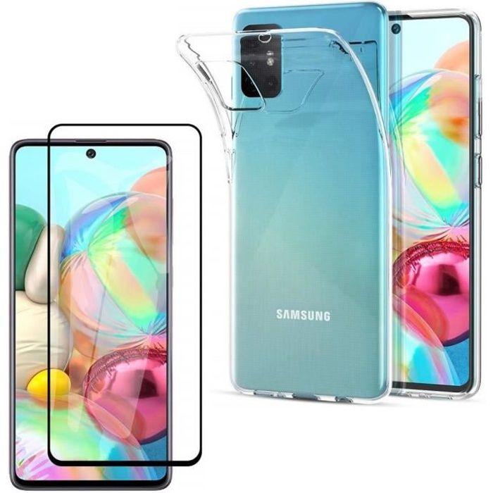 Case and Tempered Glass - Phonillico - Samsung Galaxy A71 - Soft Silicone - Black - Screen Protector