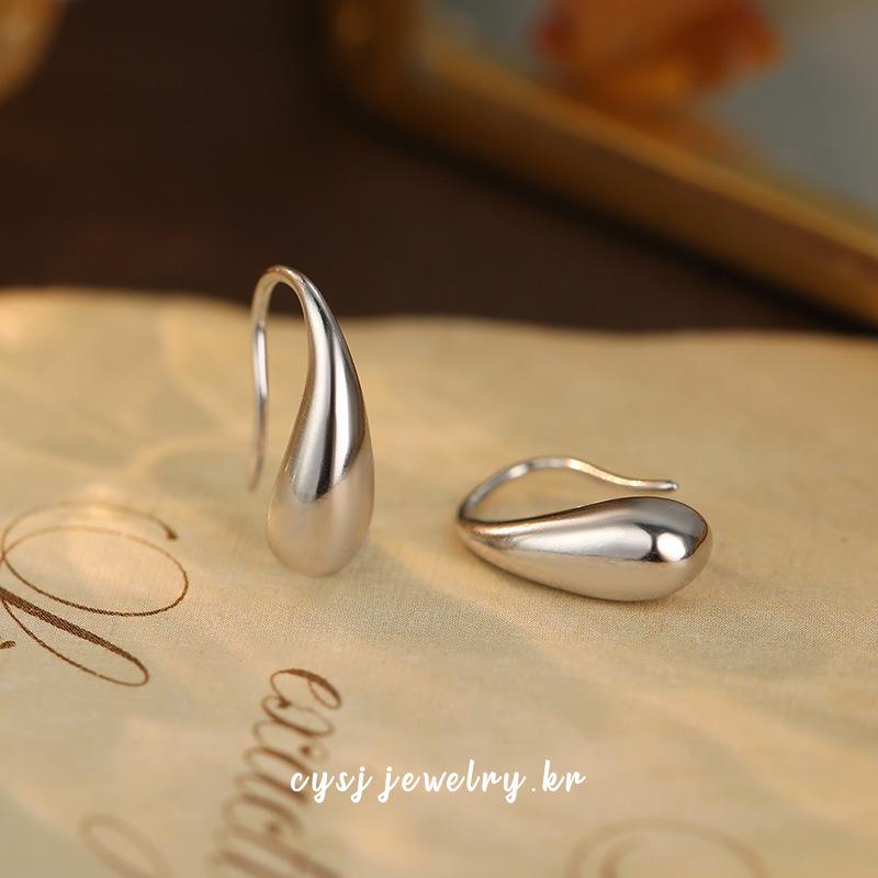 Cui Yan S999 Silver Korean Minimalist Water Drop Ear Hooks for Women - Trendy Cross-Border Ins Hot Earrings