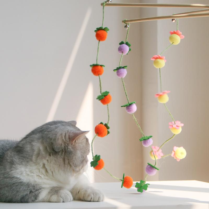 Simulated Fruits Persimmon Grapes Pet Cat Teaser Fun Durable Fur Ball Kittens Toy Boredom Cats Indoor Exploration Toys Supplies