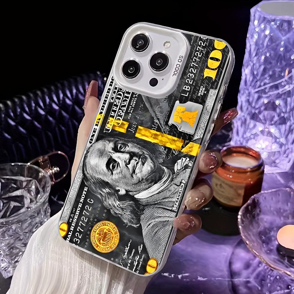 

USD Dollar White Translucent Mobile Phone Case for iPhone 17 16 15 14 13 12 11 X XR XS Air Pro Max Plus Colorful Cover iPhone 16 Pro Max