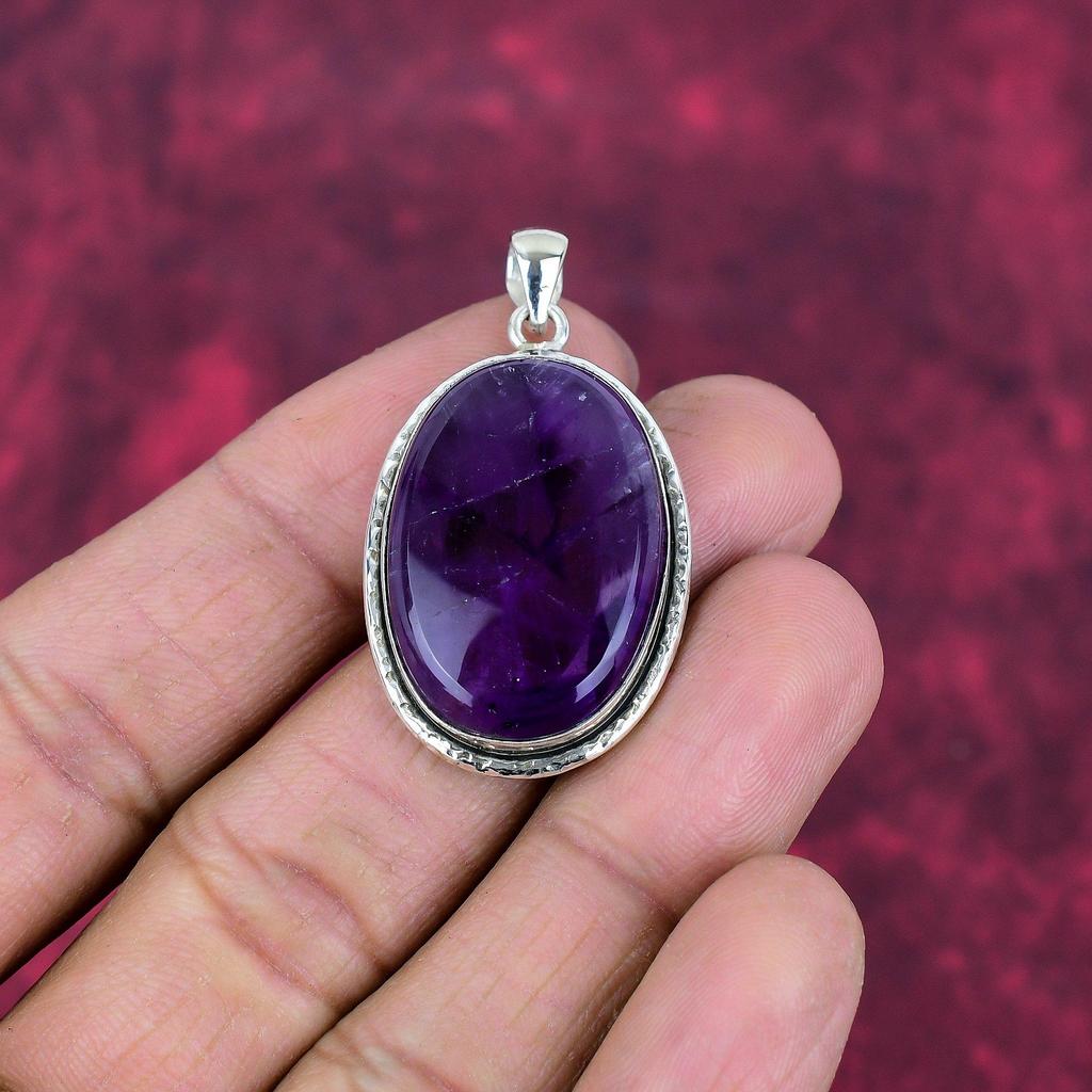 Přívěsek s ametystem Šperky z drahých kamenů, Přívěsek z masivního stříbra 925, Dárek pro ženy Ručně vyrobený přívěsek