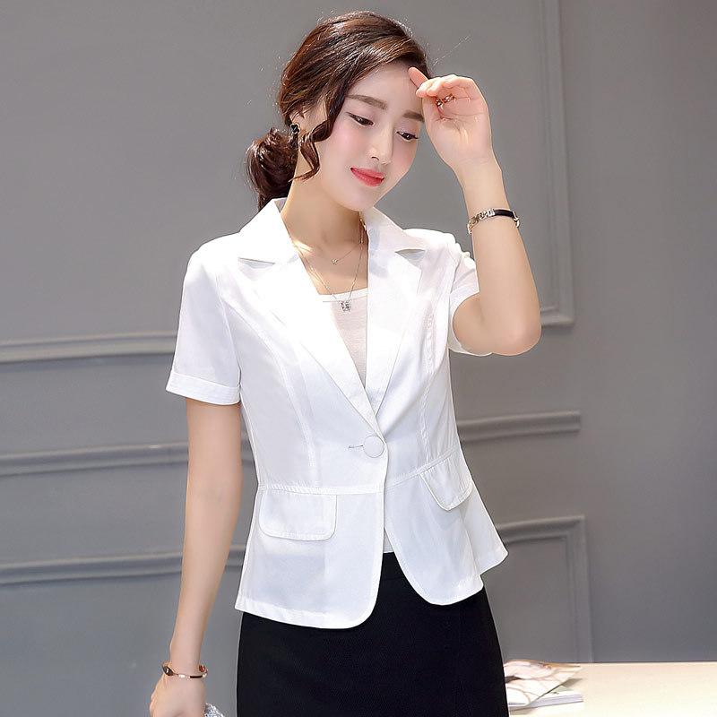 Summer Small Suit Thin Female Jacket Short Slim Candy Color Short Sleeve Suit Women Solid Color Tops
