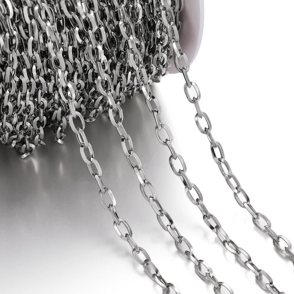 

1M/Pack 6.5/7.5mm Stainless Steel Big Hole Gold Steel Handmade Chains for DIY Necklace Bracelet Jewelry Making Accessories 3.5x6.5mm