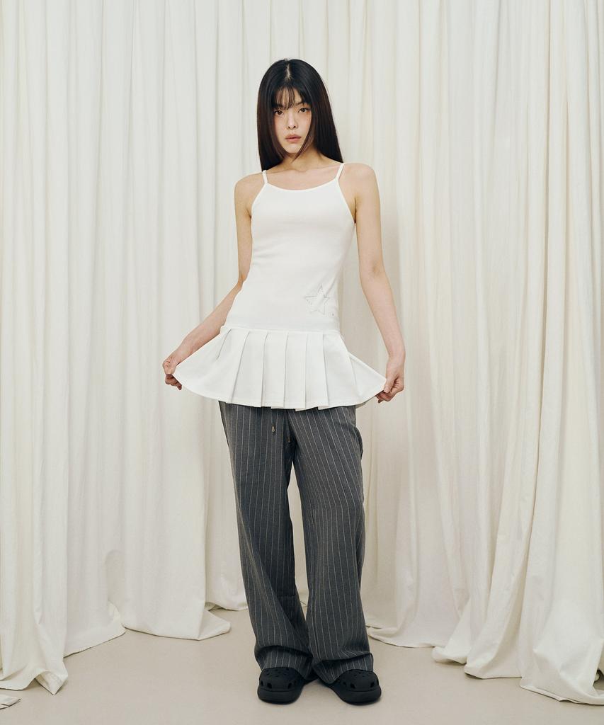 Mihebeu Star Sparkle Pleated Dress White