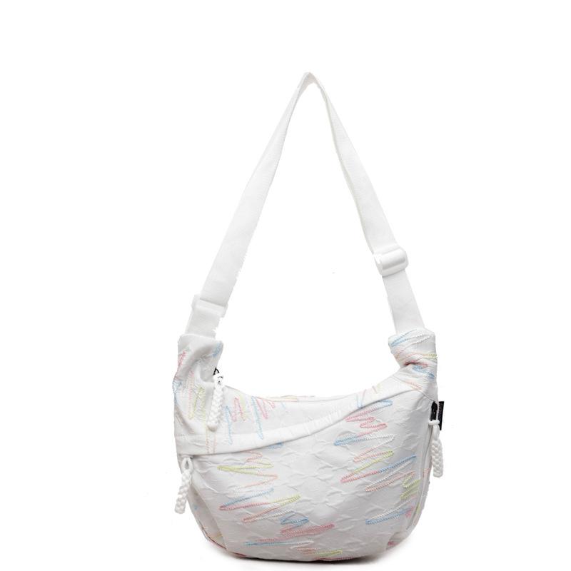 Today's popular large-capacity color thread cloth bags, wide shoulder straps, messenger bags, trendy versatile dumpling bags, women's bags.