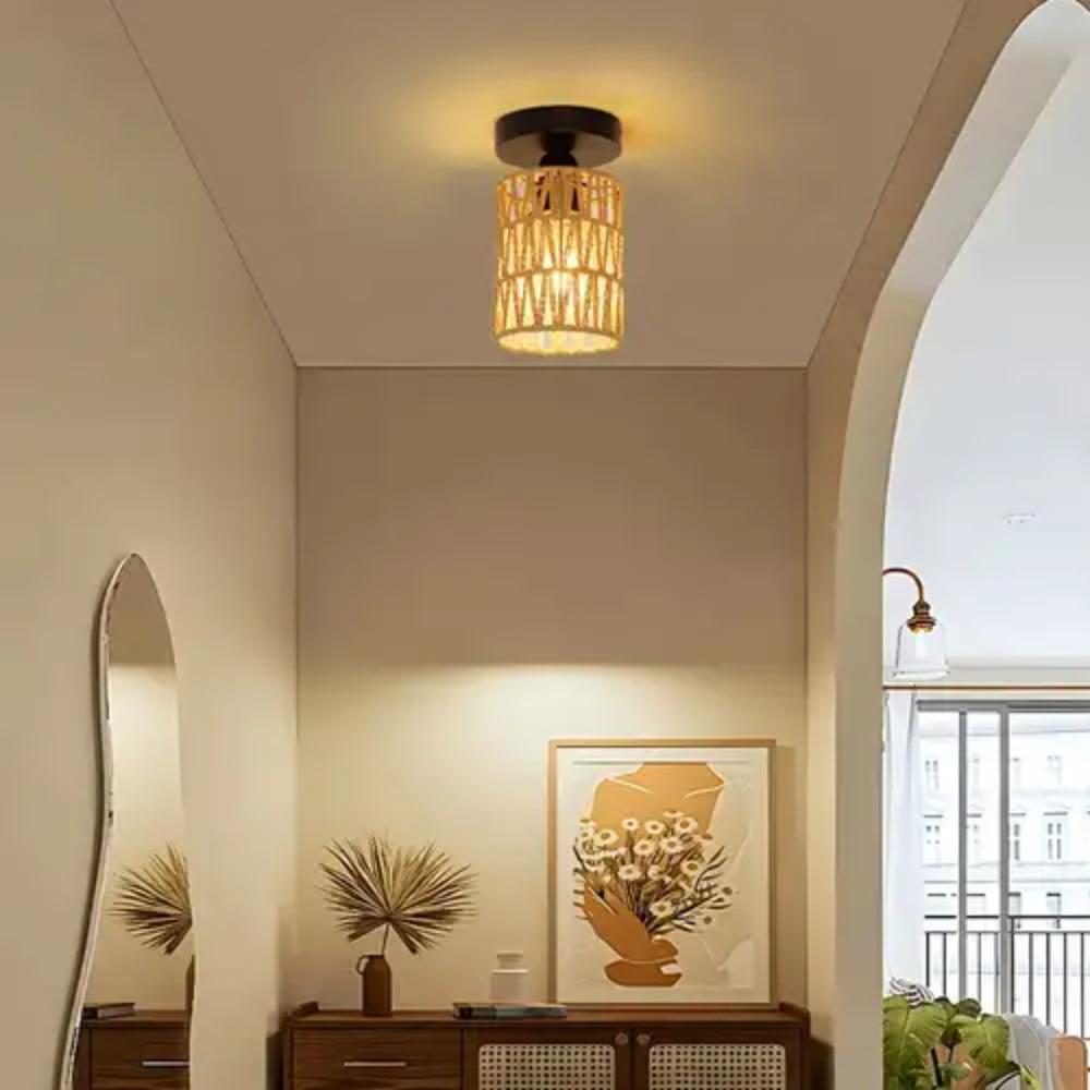 Rattan Pendant Lights 1-Lights Rattan Light Fixture Ceiling Hanging Farmhouse Chandeliers Boho Lighting Hand Woven Wicker Shades