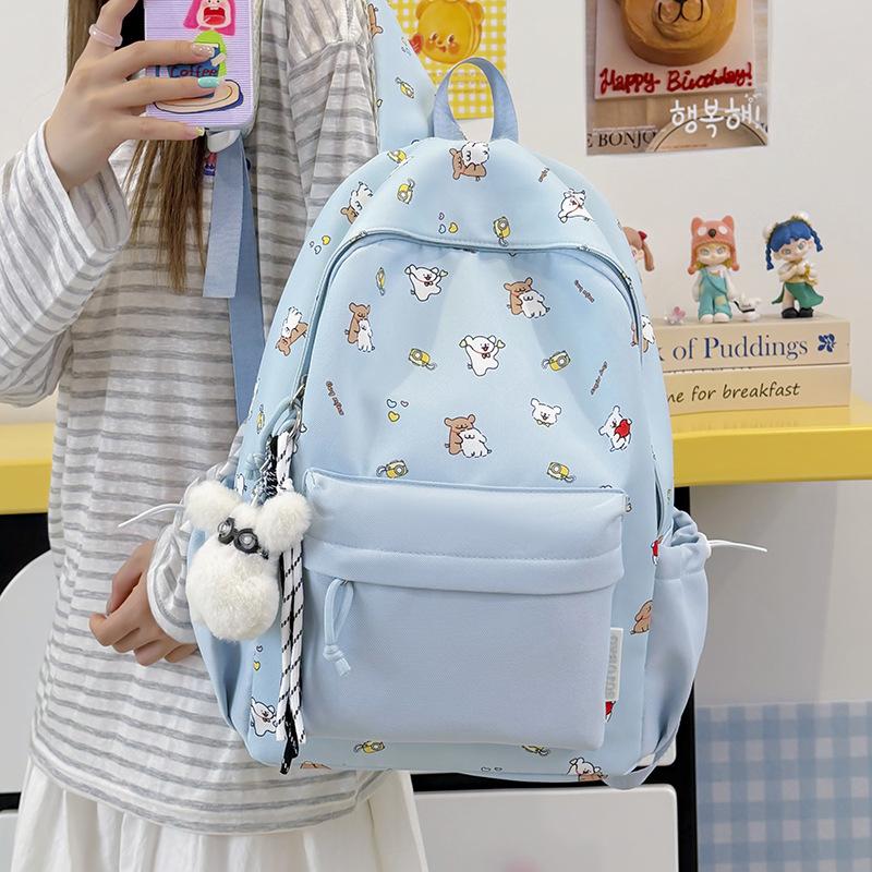 Schoolbag Japanese isn't cute printed student backpack niche high value color matching large capacity schoolbag small backpack