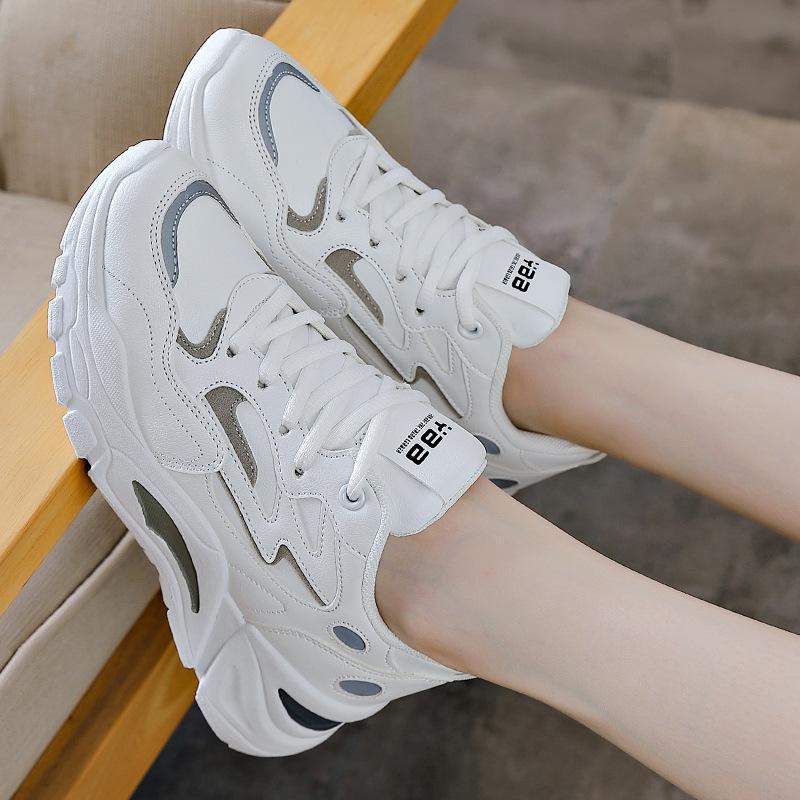 Spring and Autumn new leather sneakers platform casual dad shoes board shoes 35