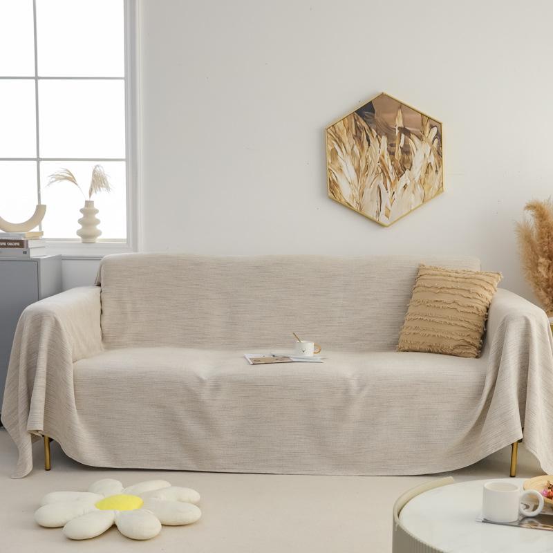 

Сплошной цвет синельное диванное полотенце Four Seasons, универсальный универсальный чехол для дивана с защитой от царапин, ткань 180*130cm бежевый