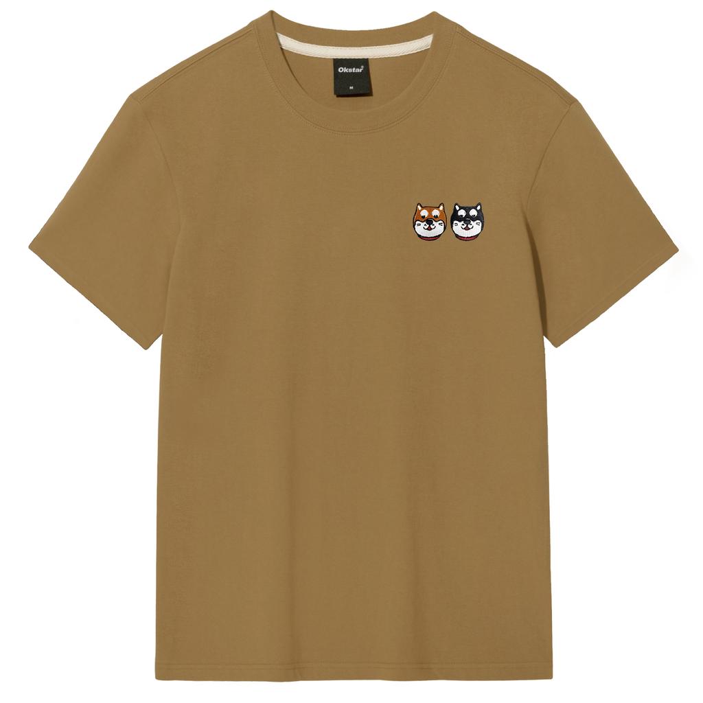 OKSTAR Shiba Friends Embroidered Short Sleeve T-Shirt (Type B)