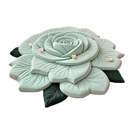 3D Visual Flower Shaped Floor Mat Non Slip Floral Bathroom Rug Super Absorbent Illusion Carpet for Tub Shower Bedroom Kitchen