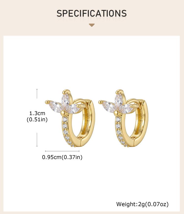 Gold Color Sparkling Crystal Zircon Hoop Earrings, CZ Flower Women's Cubic Zirconia Huggie Earrings Wedding Jewelry