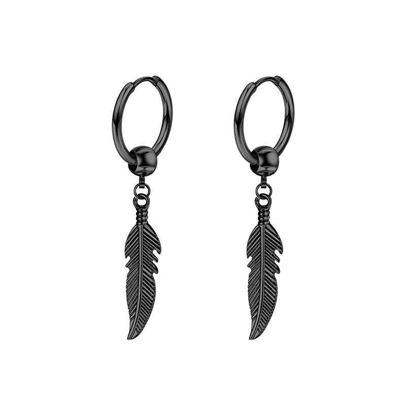Black Series Titanium Steel Punk Style Earrings - Unisex, Korean Fashion, Unique Design