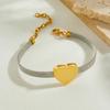 Two-tone Mesh Band Gold Heart Charm Bracelet for Women