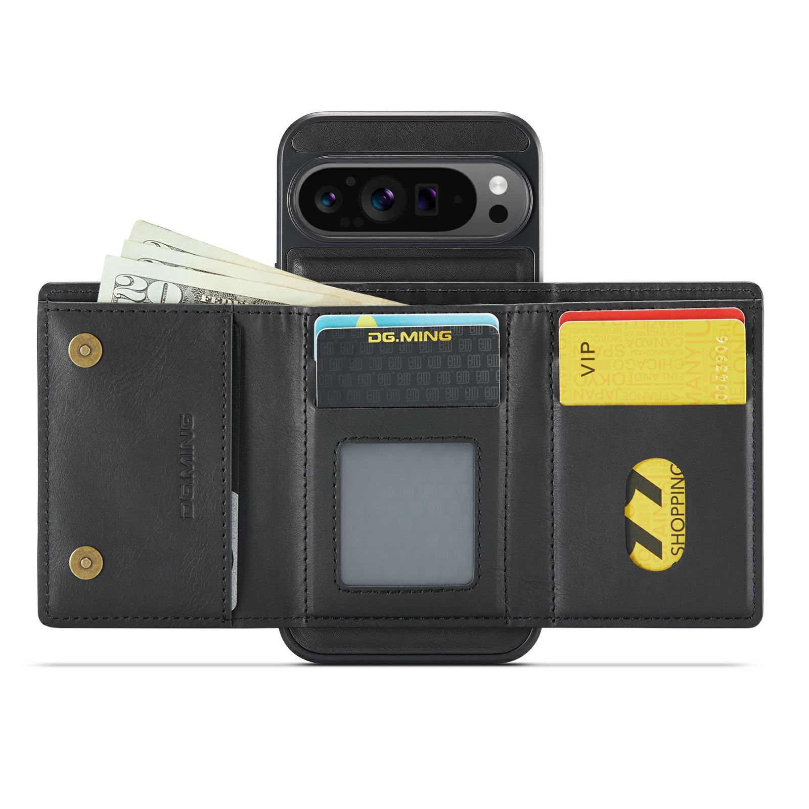

DG.MING M6 Series For Google Pixel 9/Pixel 9 Pro Case Magnetic Wallet PU+PC+TPU Phone Cover Purple